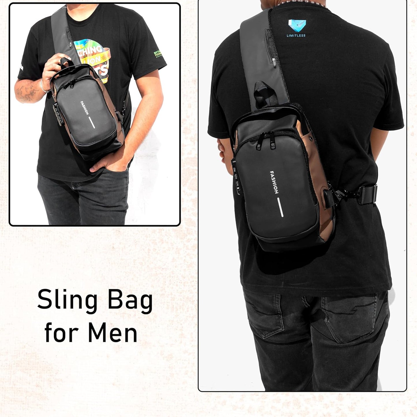 Anti‑Theft USB‑Charging Crossbody Sling Backpack for Men & Women – Adjustable Travel Shoulder Bag