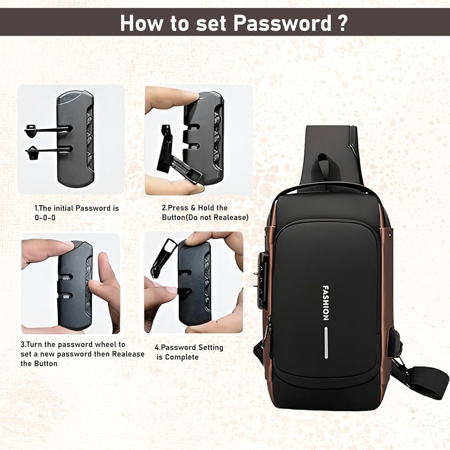 Anti‑Theft USB‑Charging Crossbody Sling Backpack for Men & Women – Adjustable Travel Shoulder Bag