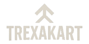 Logo of TREXAKART with a stylized design on a white background